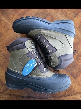 Weatherproof Men's Blake Waterproof Insulated Flat Heel Winter Boots Olive Sz 13